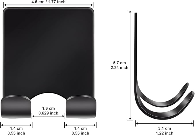 Diesisa Razor Holder for Shower + Adhesive Wall Hooks, Premium 304 Stainless Steel Shower Razor Holder with Heavy Duty Waterproof Sticky Hooks for Hanging Towels, Coat, hat (4+4 Pack) - Black