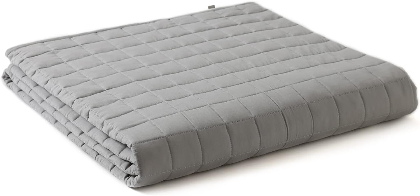YnM 15lbs Weighted Blanket for Adults, Heavy Bed Throw Blanket with Cooling Glass Beads for All Season Use, Ideal for ~140lbs (48x72 Inches, Twin/Full, Dark Grey)