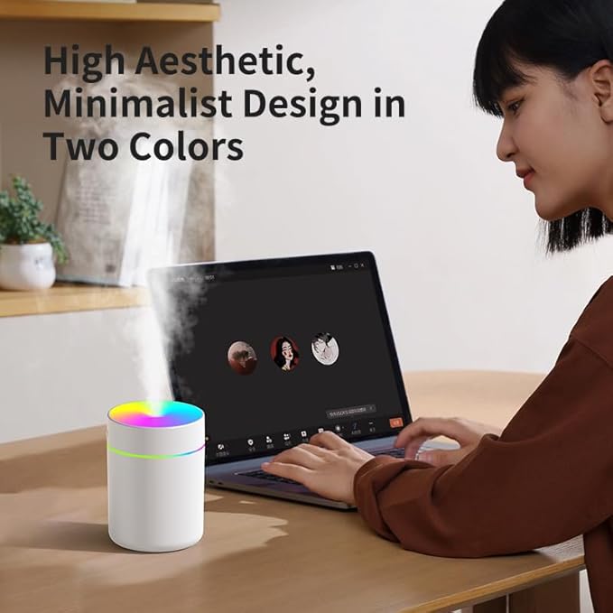 180ml Portable Small Humidifier with Colorful LED Night Light, USB Personal Desktop Humidifier for Car Home Office Travel, Auto Shut-Off, 2 Mist Modes, Super Quiet