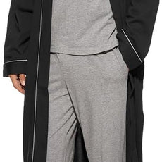 HOLOVE Men's Pure Cotton Bathrobe Lightweight Kimono and Hooded Spa Robes Soft Sleepwear