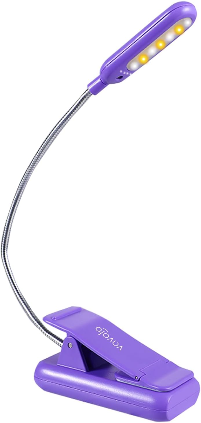 VAVOFO Clip On Book Light for Bed Kids, 7 LED Reading Light with 9-Level Warm Cool White Daylight, Eye Care Lamp with Power Indicator for Bookworms (Blue) Dormly