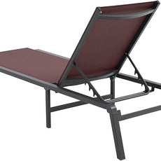 VEVOR Chaise Lounge Chair Outdoor, Aluminum Patio Lounge Chairs with Adjustable 5-Position, Folding Pool Chairs Recliner and Full Flat Tanning Chair for Patio, Beach, Pool, Brown