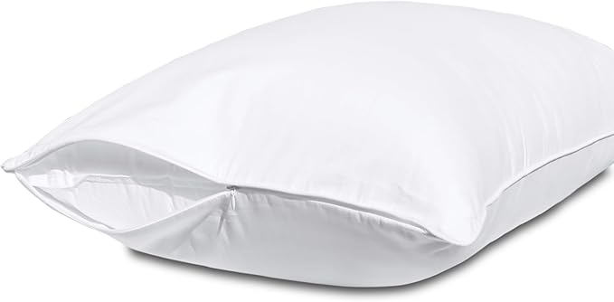Pillow Protectors with Zipper Queen Size-100% Cotton Pillowcases for Hair and Skin, Comfort Soft Pillow Case Protector for Easy Care, White Pillow Cases Covers with Hidden Zipper, 1 Pack/20X30
