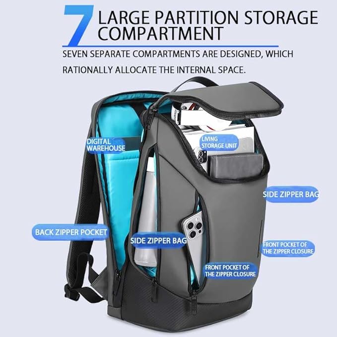 Shockproof Waterproof Laptop Backpack, 17-Inch Anti-Scratch Travel Backpack with Large Storage(Black/Gray/Green) (Grey)