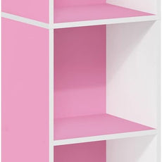 Furinno PASIR Book Shelf, 5-Tier Modern Bookshelf, Open Shelves Bookcase 9 x 12 x 52, for Living Room, Bedroom, Home Office, Pink/White
