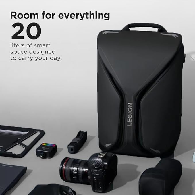Lenovo Legion 16-inch Armored Gaming Backpack GB900, 20L Capacity, Water-Resistant, Beathable & Ergonomic Shoulder Straps, Multiple Pockets, Black