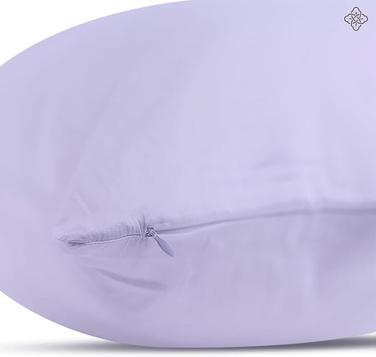 Bioweaves 100% Organic Cotton Body Pillow Cover with Zipper | 300 Thread Count, Soft Sateen Weave, GOTS Certified | 21x54 Inches, Lavender