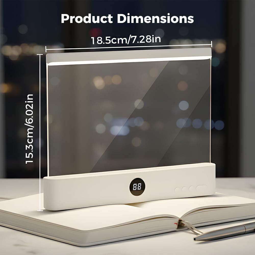 PolishWiz Rechargeable Book Light with Clear LED Flat Panel, 3 Color Modes & Timer, Dimmable Full Page Reading Light for Reading in Bed at Night, Book Lights for Readers Kids Adults (Black)