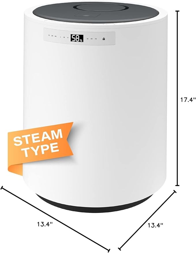 Humidifiers for Large Room, Y&O 10L(2.64Gal) Steam Whole House Humidifier for Plants, Filterless Design, Auto Shut Off, 3 Level Mist Maximum 1200ml/H Output, Covering up to 1000 sq.ft