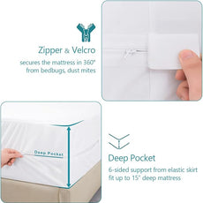 King Waterproof Zippered Mattress Encasement, Breathable, Noiseless, Machine-Washable Zipped Mattress Cover, Fitting 7