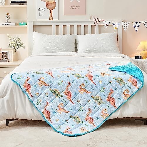 yescool Weighted Blanket 3 Pounds Weighted Lap Blanket, Glow in The Dark Dinosaur Heavy Blankets, Warm Minky Weighted Throw Blanket Gift for 20-40lbs, 36"x48"