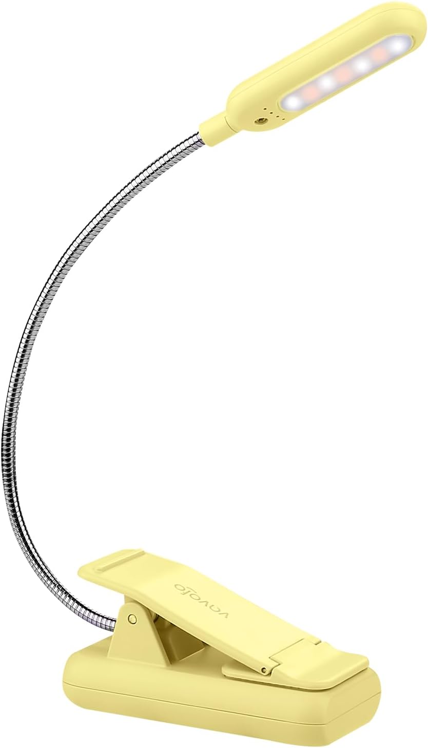 VAVOFO Clip On Book Light for Bed Kids, 7 LED Reading Light with 9-Level Warm Cool White Daylight, Eye Care Lamp with Power Indicator for Bookworms (Blue) Dormly