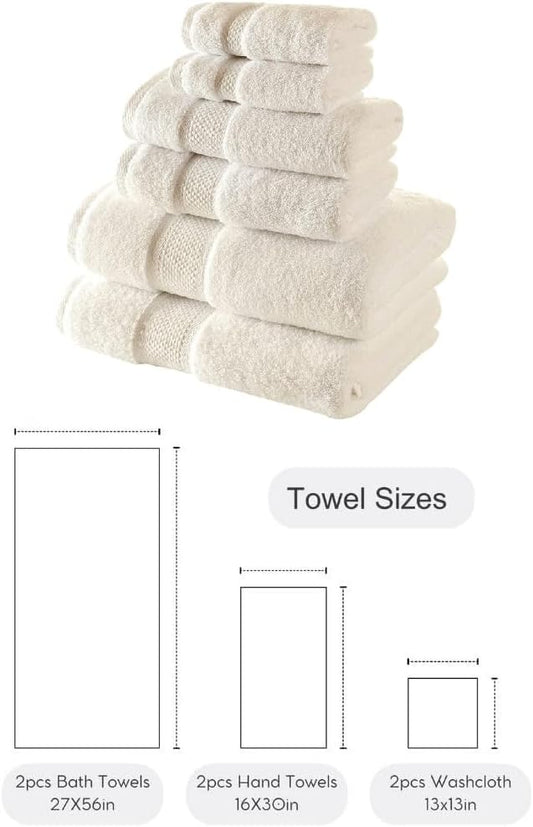 BAGNO MILANO Turkish Towels, Ultra Soft, Plush Luxury Turkih Cotton Bath Towels, Quick Dry Towel Set Made in Turkey (Cream, 6 Pcs Towel Set)