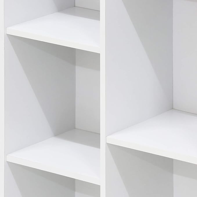 Furinno LUDER Book Shelf, 7-Cube Bookshelf, Bookcase, 9.4 x 19.5 x 41.7, for Living Room, Bedroom, Home Office, White