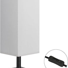 aooshine Gray Small Bedside Lamp for Bedroom - Minimalist Nightstand Lamp with Silver Base