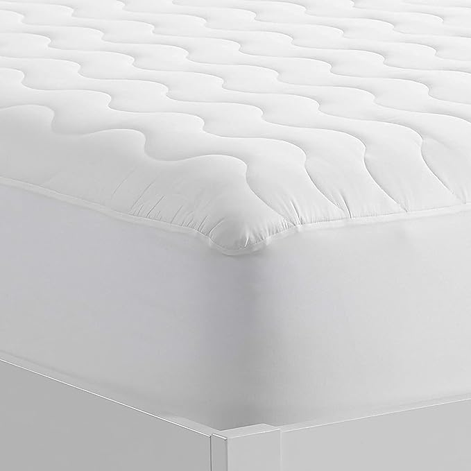 Serta Air Dry Basic Comfort Performance Fabric Quilted Mattress Pad, Cooling and Breathable Mattress Cover, Moisture Wicking Protection with 15" Deep Pocket, Full, White