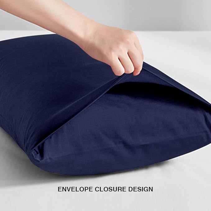 FLXXIE 2 Pack Microfiber King Pillow Cases, 1800 Super Soft Pillowcases with Envelope Closure, Wrinkle, Fade and Stain Resistant Pillow Covers, 20x36, Navy