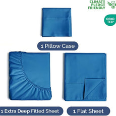 Extra Deep Pocket Twin XL Sheets - 3 Piece Breathable & Cooling Bed Sheets - Hotel Luxury Bed Sheet Set - Soft, Wrinkle Free & Comfy - Easily Fits Extra Deep Mattresses - Deep Pocket Royal Blue Sheets