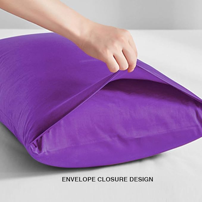 FLXXIE Microfiber Pillow Cases Queen Size Set of 2, Soft Pillowcases with Envelope Closure, Wrinkle Resistant Pillow Covers, 20x30, Purple