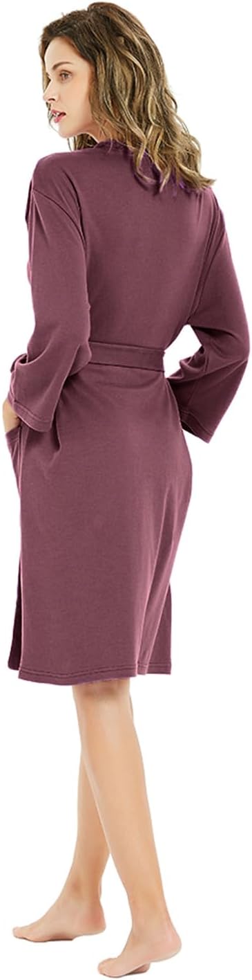 U2SKIIN Womens Robes, 100% Cotton Lightweight Robes 3/4 Sleeves Kimono Knit Soft Loungewear Short Bathrobe