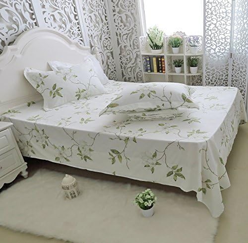 FADFAY White Floral Print Bed Sheet Sets 4-Piece California King