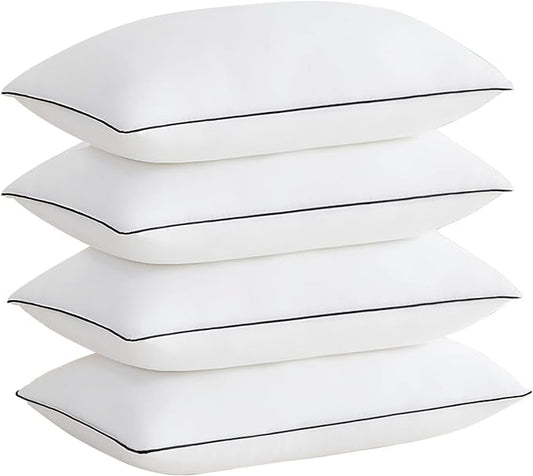 Acanva Cooling Bed Pillows for Sleeping, Luxury Hotel Quality 3D Microfiber Filling with Breathable Cover for Side Back and Stomach Sleepers, Reduces Neck Pain,King (Pack of 4), Black