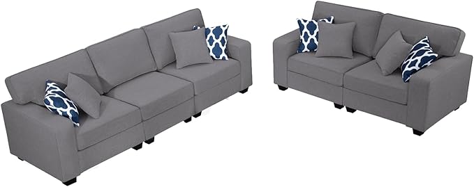 Legend Vansen Modular Sectional Sofa U Shaped Couch with Ottoman Modern Reversible Corner Sectional Couch for Living Room (Dark Grey, 2+3)