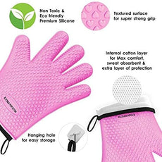 KITCHEN PERFECTION XL Silicone Smoker Oven Gloves-Extreme Heat Resistant BBQ Gloves-Handle Hot Food Right on Your Grill Fryer&Pit|Waterproof Grilling Cooking Baking Mitts|Superior Value Set+3 Bonuses