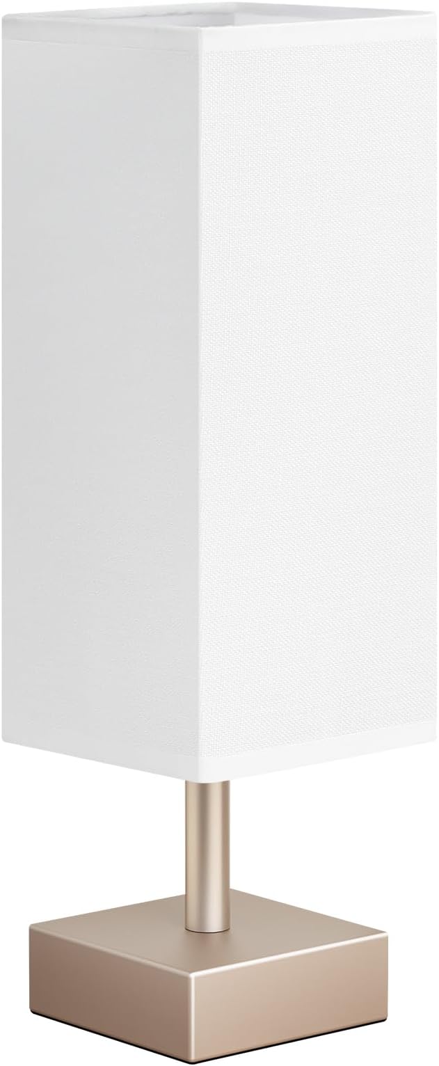 aooshine Antique Small Table Lamp - Bedside Lamp for Bedroom, Minimalist Nightstand Lamp with Square Fabric Shade, Desk Lamp for Kids Room Dorm
