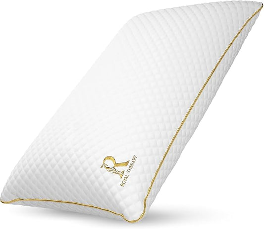 Royal Therapy King Memory Foam Pillows - Shredded Memory Foam Pillow for All Sleep Positions - Medium Firm Pillow with Adjustable Loft - Bamboo-Derived Rayon Cover - CertiPUR-US & Oeko-TEX Certified