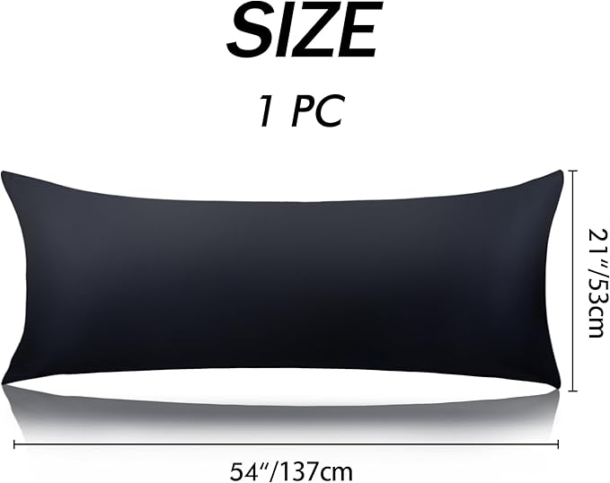 Best Season 100% Cotton Body Pillow Case Cover with Zipper Wrinkle-Free, Super Soft Pillow Case for Body Pillow, Breathable Long Pillow Protector 21"" x 54"" Black