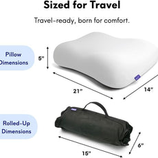 Cushion Lab Travel Deep Sleep Pillow – Compact Memory Foam Neck Pillow for Sleeping, Portable Pillow for Hotels, Camping, Side & Back Sleepers, On-The-Go – Black