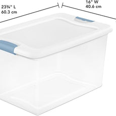 Sterilite 12 Pack Latching Box, Under Bed Storage Bins with Lids, Clear Plastic, 64 Quart - Heavy-Duty Organizing Containers for Closet, Bathroom, and Office