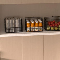 Stackable Wire Storage Baskets for Kitchen Closet Pantry, Hanging Closet Organizers Storage Shelves Organization, Wall Mount Metal Basket Bins, Clothing Vegetable & Fruit Organizer 5 pcs