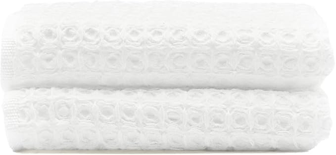 Italic Sedona Waffle Washcloths, 410 GSM 100% Cotton, Set of 2, Soft Textured Face Towels, Quick-Drying & Gentle, White