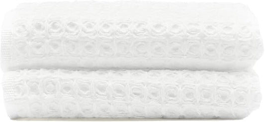 Italic Sedona Waffle Washcloths, 410 GSM 100% Cotton, Set of 2, Soft Textured Face Towels, Quick-Drying & Gentle, White