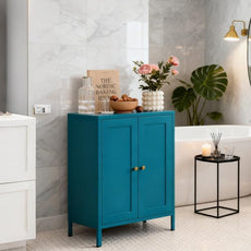 Coffee Bar Cabinet, Metal Sideboard Buffet Cabinet,Metal Storage Cabinet with 2 Doors and Adjustable Shelves for Kitche, Living Room, Entryway, Bathroom,Office (Blue, 31.5