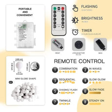 suddus Battery Operated Christmas Lights, 50 Led Twinkle Lights with Remote, Indoor String Lights for Tree, Backyard, Patio, Garden, Party, Bedroom, Living Room, Classroom, Warm White
