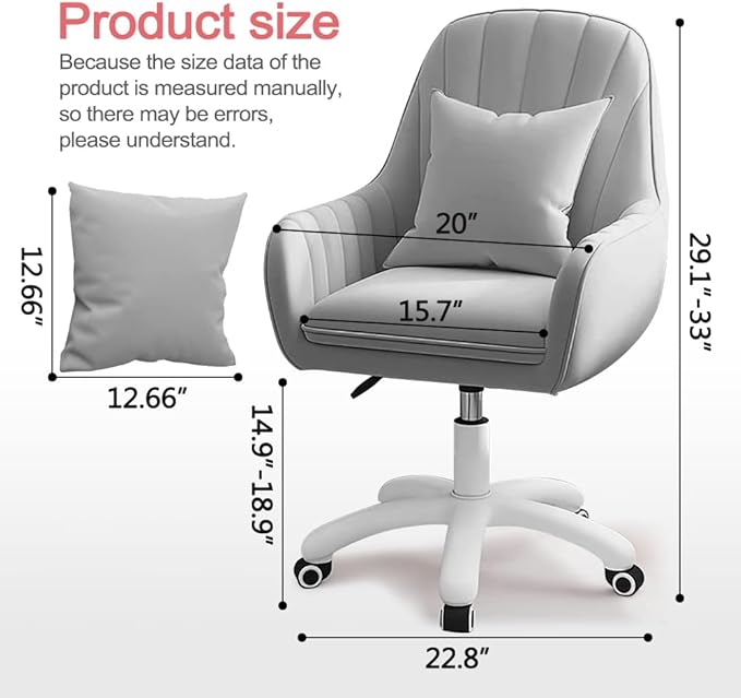 Home Office Chair Computer Chair with Mid-Back Upholstered Modern Tufted Computer Task Chair Swivel Height Adjustable Velvet Accent Chair