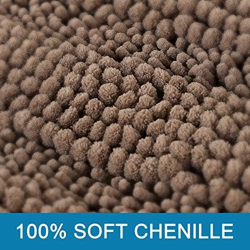 H.VERSAILTEX Bathroom Rugs Bath Rug Set 2 Piece Bathroom Contour Rug Toilet Mat Sets Non Slip Contour Bath Rug Ultra Thick Water Absorbent Striped Bath Mats(47" x 17" Plus 20" x 20" U, Taupe Brown)