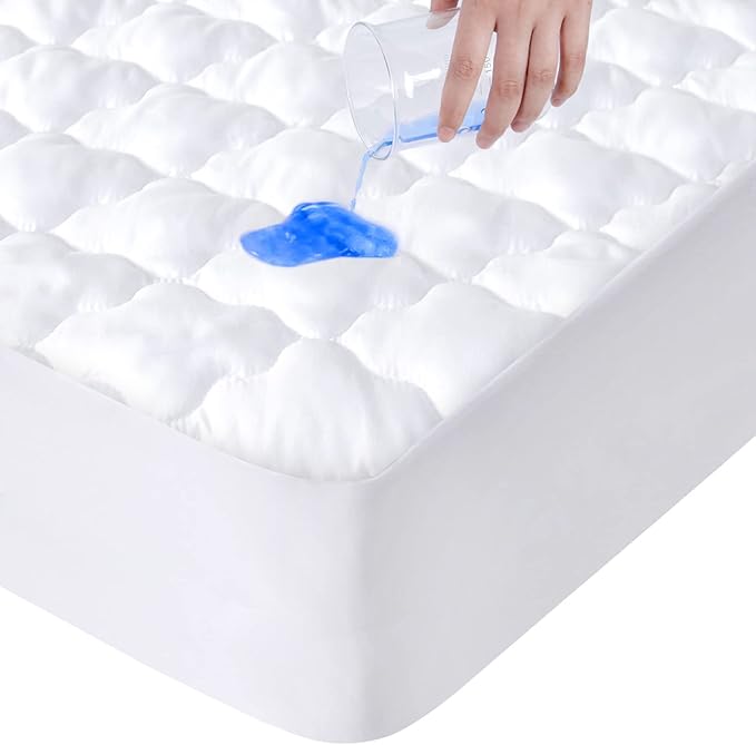 Twin Extra Long (XL) Mattress Protector Pad Waterproof Quilted, Breathable & Cooling Twin XL Mattress Cover Fitted for College Dorm Room Essentials with Deep Pocket Up to 18", (White)