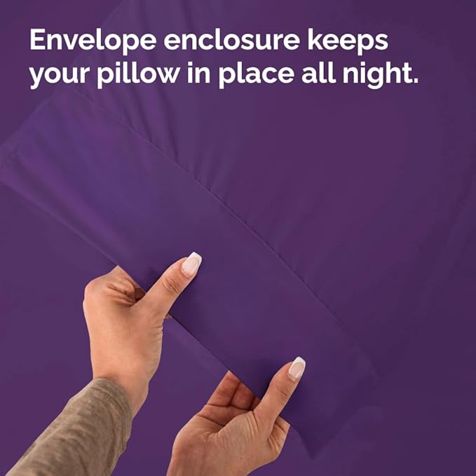Queen Pillow Cases - 4 Pack - Super Soft Pillowcase Covers - Envelope Enclosure - Hotel Quality Pillow Protectors - Wrinkle Free, Fade, Shrink & Stain Resistant - Machine Washable - 20" x 30" (Purple)
