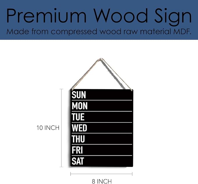 YCYD menu board for kitchen, Sun Mon Tue Wed Thu Fri Sat Wood Sign Rustic Menu Chalkboard Wooden Hanging Plaque for Home Dining Room Wall Art Decoration 8 x 10 Inches Present