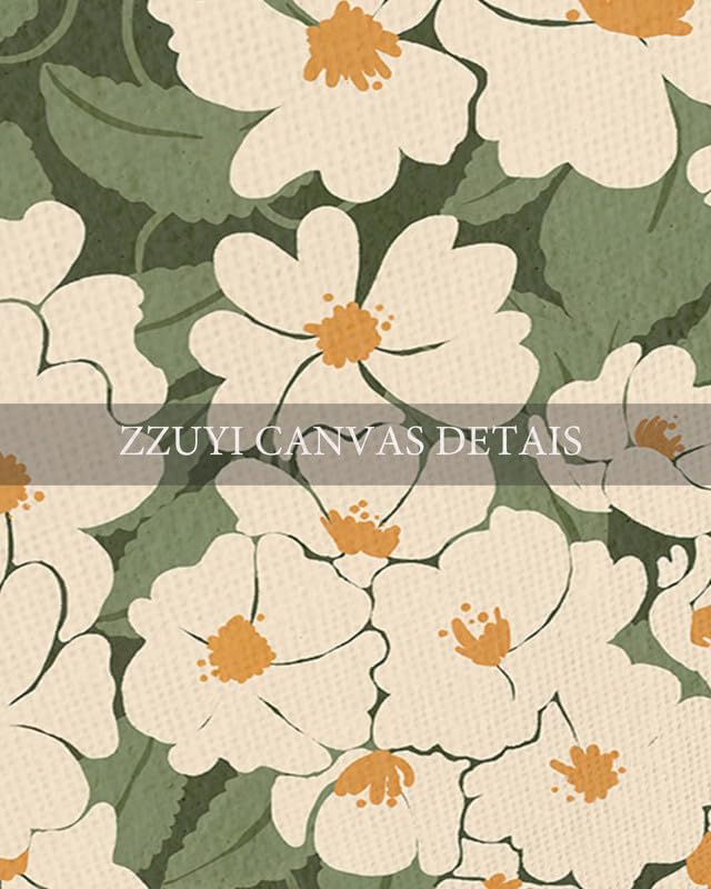 Zzuyi Flower Market Framed Wall Art,Green And White Canvas Wall Art, Modern Farmhouse Bathroom Home Wall Decor- 24"x 32" Natural Framed