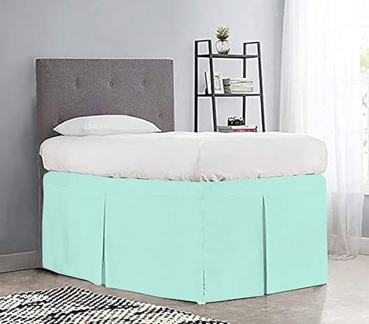600TC -Dorm Bed Skirt - Split Corner Tailored Dorm Sized Bed Skirt - Dorm Room Essentials - Dorm Bed Skirt 100% Egyptian Cotton - Dorm Décor Bed Skirt Twin XL - 28" Drop (Aqua Blue, Solid)