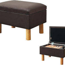 lumizone Small Ottoman with Storage Footstool Compact Foot Rest Stool for Living Room Under-Desk Entryway or Bedroom 10.63