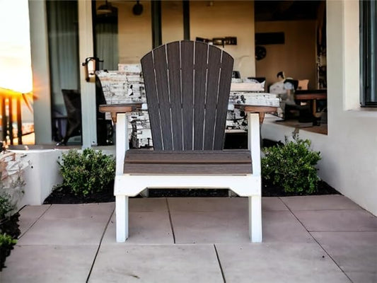 Deluxe Folding Poly Adirondack Folding Chair (Brazilian Walnut/White)