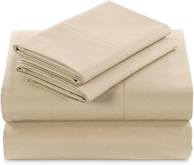 MyPillow Giza Dreams Bed Sheets, 100% Certified Giza Egyptian Cotton, Deep Pocket, Sateen Weave [Full, Tan]