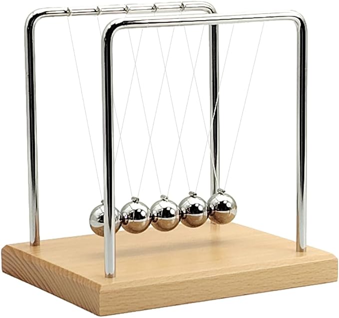 QLKUNLA Newtons Cradle Balance Balls Science Physics Gadget Desktop Decoration Kinetic Motion Toy for Home and Office (Beech,5 Balls)