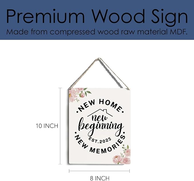 YCYD House Warming Gifts - Best Housewarming Gifts 2025, Home Sweet Home Sign, Funny New Home New Memories Ideas Home Decor Rustic Decor Wooden Box Sign for Living Room Bedroom, 10 x 8 Inch